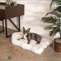 PawBrands PupRug Faux Fur Orthopedic Dog Bed, White with Brown Accents, Medium slide 2 of 5