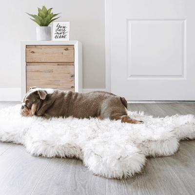 Show full view: PawBrands PupRug Faux Fur Orthopedic Dog Bed, White with Brown Accents, Medium slide 4 of 6