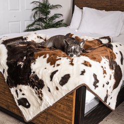 PawBrands PupProtector Waterproof Throw Dog Blanket, Brown Cowhide, Medium slide 1 of 5