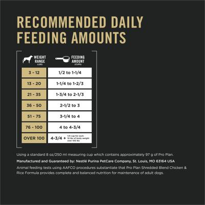 Show full view: Purina Pro Plan Complete Essentials Adult Shredded Blend Chicken & Rice High Protein Formula with Probiotics Dry Dog Food, 5-lb bag slide 10 of 13