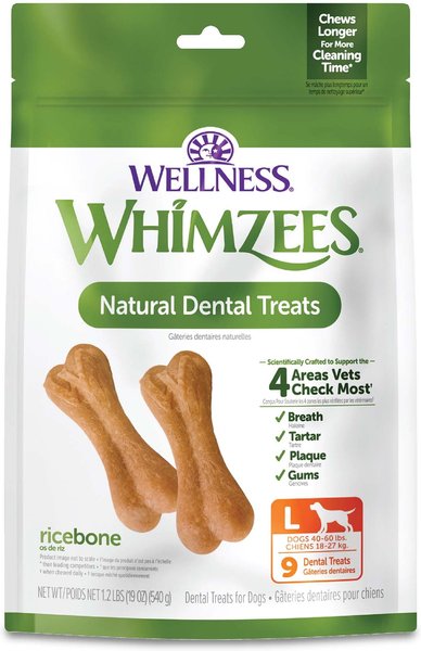 WHIMZEES by Wellness Rice Bone Dental Chews Natural Dental Dog Treats Large 9 count Chewy