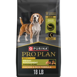 Purina Pro Plan Adult 7 Plus Weight Management Shredded Blend Chicken & Rice Formula Senior Dry Dog Food, 18-lb bag
