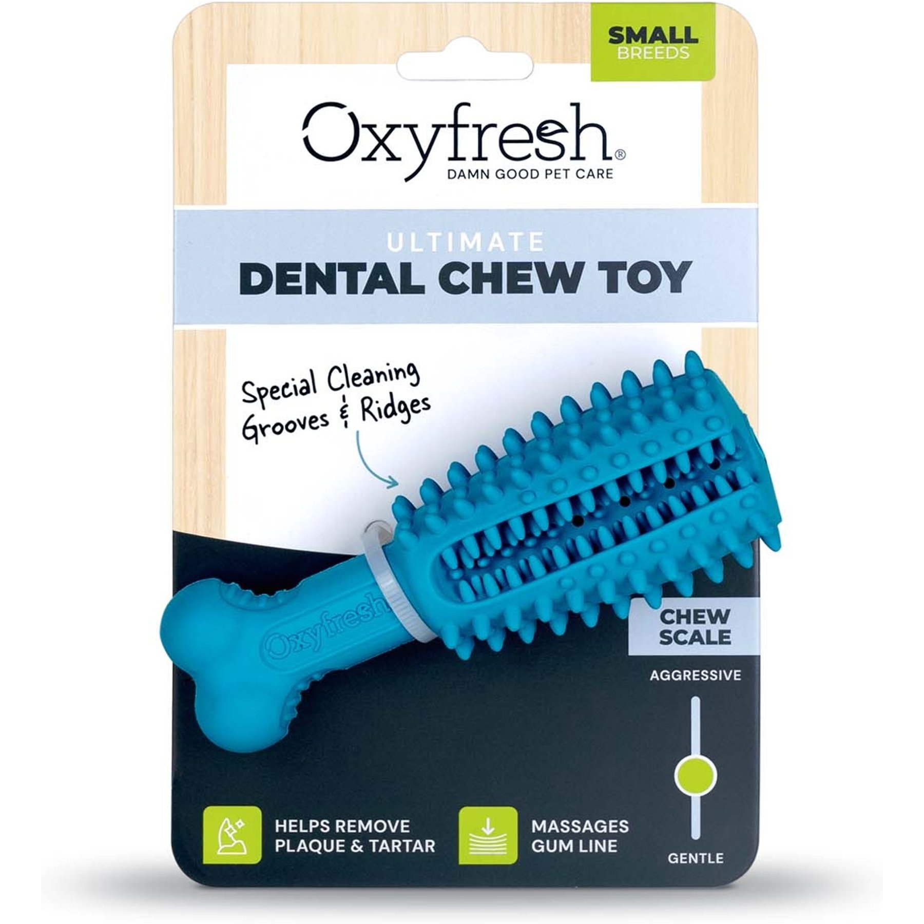 Oxyfresh Natural Rubber Dog Dental Chew Toy, Teal, Small