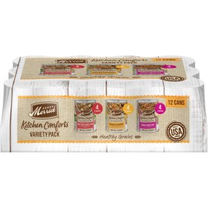 Merrick Kitchen Comforts Real Meat & Brown Rice with Grains Variety Pack Wet Dog Food, 12.7-oz can, case of 12