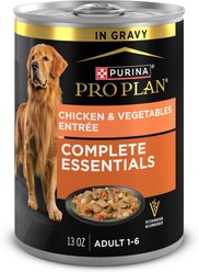 Purina Pro Plan Savor Adult Chicken & Vegetables Entree Slices in Gravy Canned Dog Food, 13-oz can, case of 12