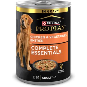Purina Pro Plan High Protein Shredded Blend Chicken & Rice Formula with Probiotics Dry Dog Food & Purina Pro Plan Complete Essentials Adult Classic Chicken & Rice Entree Canned Dog Food