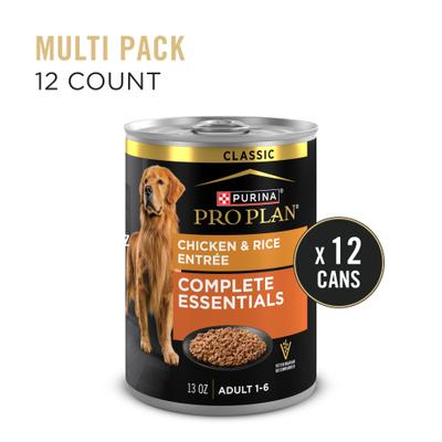 Show full view: Purina Pro Plan Complete Essentials Adult Classic Chicken & Rice Entree Canned Dog Food, 13-oz, case of 12 slide 3 of 11