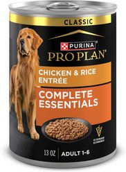 Purina Pro Plan Complete Essentials Adult Classic Chicken & Rice Entree Canned Dog Food, 13-oz, case of 12