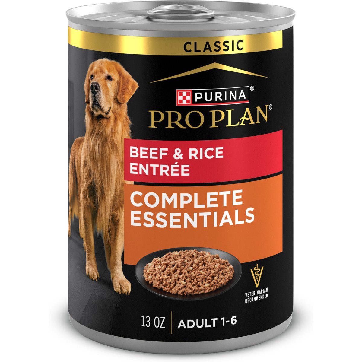 Purina Pro Plan Complete Essentials Beef & Rice Entree Wet Dog Food, 13-oz can, case of 4