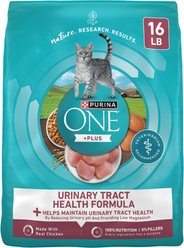 Purina ONE +Plus Urinary Tract Health Formula High Protein Adult Dry Cat Food, 16-lb bag slide 1 of 9