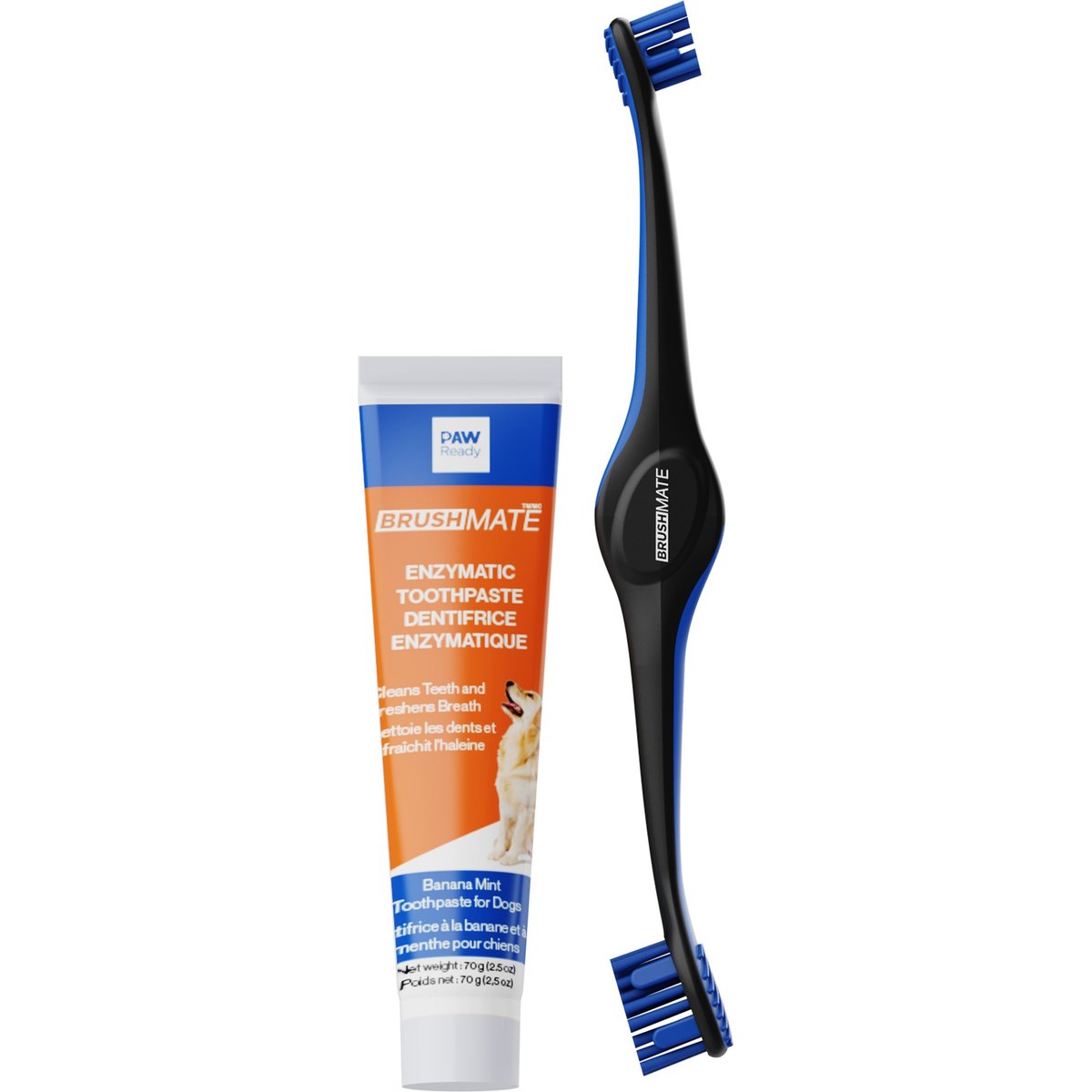 Paw Ready BrushMate Toothbrush & Enzymatic Banana Mint Flavor Dog Toothpaste, 70-gram bottle