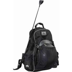 Equine Couture Pro Horse Backpack, Black with Silver Piping