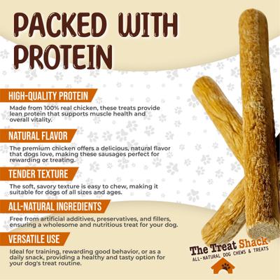 Show full view: The Treat Shack Made 100% Real Chicken Sausage High-Protein Soft & Chewy Dog Treats, 6-in, 20 count slide 5 of 9
