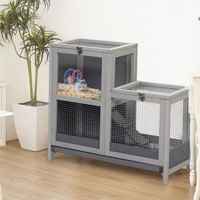 Show full view: Coziwow 2-Story Wooden Small Pet Cage, Grey slide 9 of 11