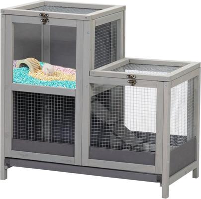 Show full view: Coziwow 2-Story Wooden Small Pet Cage, Grey slide 8 of 11