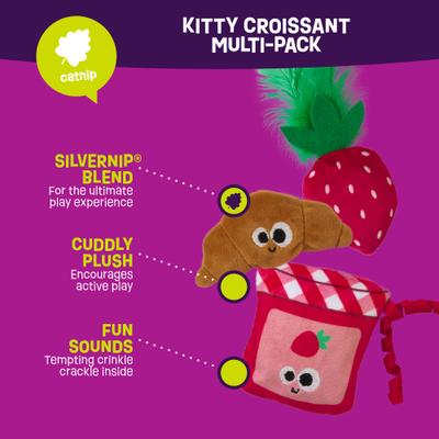 Show full view: Mad Cat Kitty Croissant Cat Toy with Catnip, Multicolor, 3 count slide 2 of 5