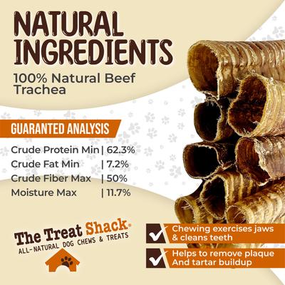 Show full view: The Treat Shack 6-in Whole Beef Trachea Tubes Natural Dog Chew Treats, 20 count slide 6 of 10