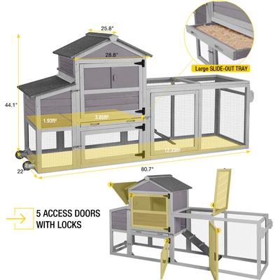 Show full view: Aivituvin AIR72 Mobile Tractor Chicken Coop, 1 to 2 Chicken Capacity slide 7 of 11
