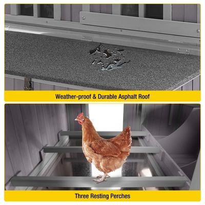 Show full view: Aivituvin AIR96 Extra-Large Chicken Coop with Big Wheels, 6 to 8 Chicken Capacity slide 6 of 10