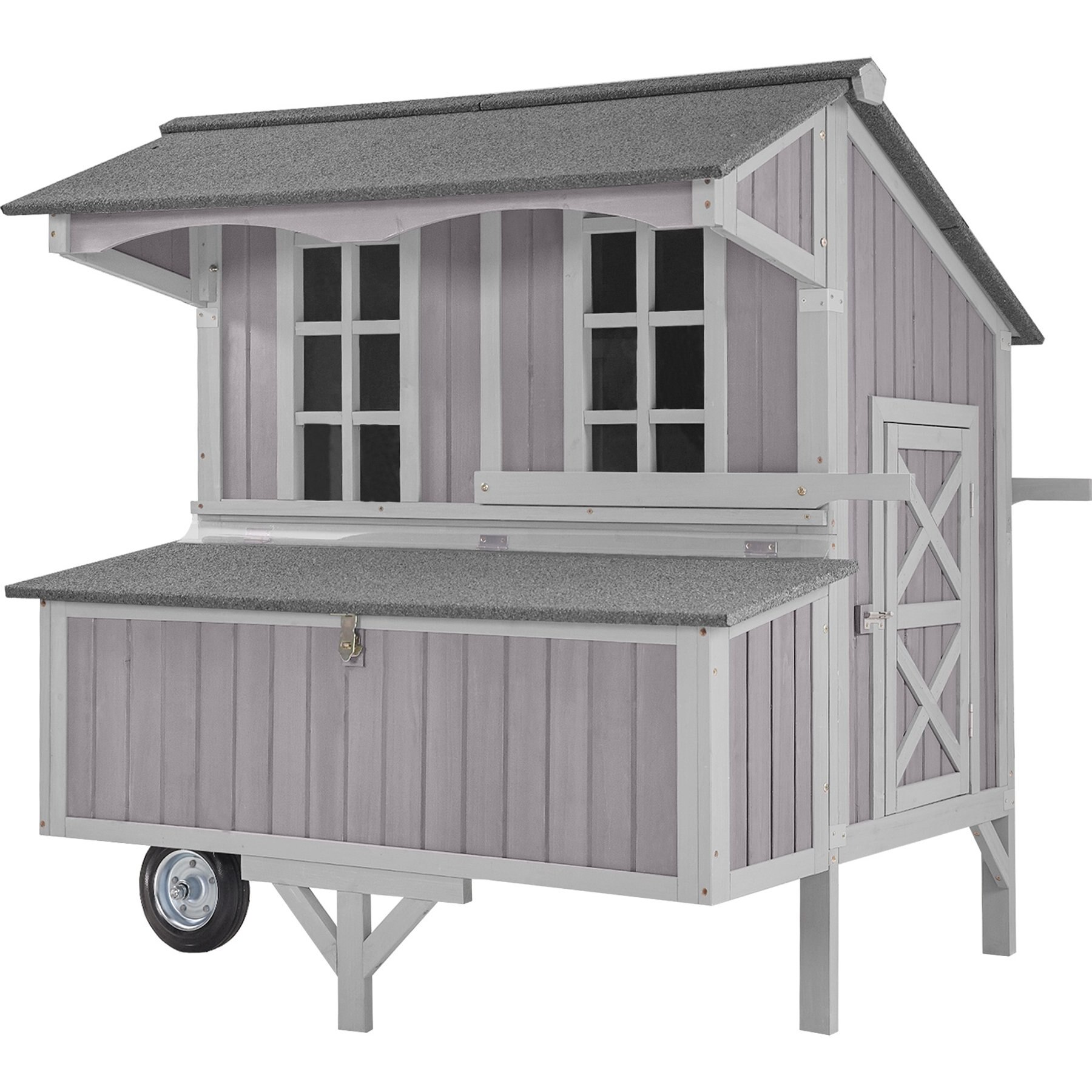 Aivituvin AIR96 Extra-Large Chicken Coop with Big Wheels, 6 to 8 Chicken Capacity