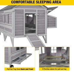 Aivituvin AIR97 Extra-Large Wooden Tractor Chicken Coop, 8 to 10 Chicken Capacity slide 2 of 9