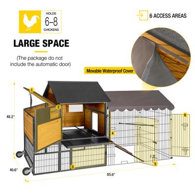 Show full view: Aivituvin AIR7006 Wooden Tractor Chicken Coop with Metal Frame, 6 to 10 Chicken Capacity slide 7 of 11