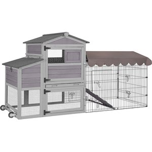 Aivituvin AIR7008 Wooden Chicken Coop with Wheels, 2 to 4 Chicken Capacity
