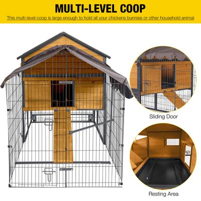 Show full view: Aivituvin AIR7006 Wooden Tractor Chicken Coop with Metal Frame, 6 to 10 Chicken Capacity slide 6 of 11