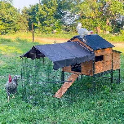 Show full view: Aivituvin AIR7006 Wooden Tractor Chicken Coop with Metal Frame, 6 to 10 Chicken Capacity slide 2 of 11