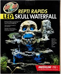 Zoo Med Repti Rapids LED Waterfall Skull Style Reptile Ornament, Medium