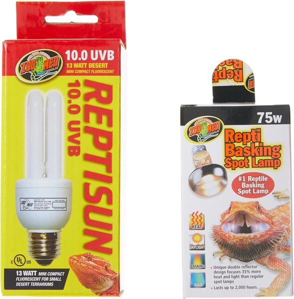 Zoo Med Reptisun 10.0 UVB & Repti Basking Spot Lamp Reptile Terrarium Combo Pack