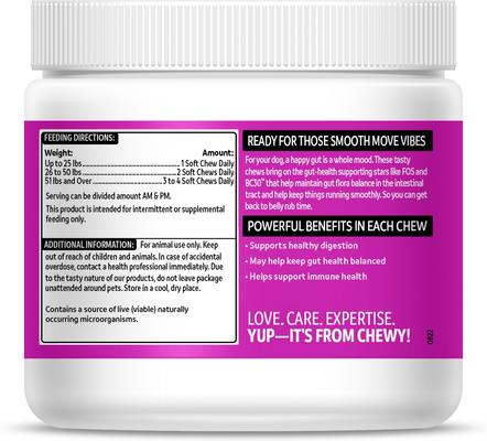 Show full view: Vibeful Probiotic Bites Duck Flavored Soft Chews Digestive Supplement for Dogs, 90 count, bundle of 2 slide 3 of 10