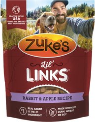 Zuke's Lil' Links Sausage-Style Real Meat, Rabbit & Apple Recipe Gluten-Free Adult Soft & Chewy Dog Treats, 6-oz bag