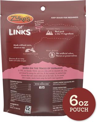 Show full view: Zuke's Lil' Links Pork & Apple Recipe Gluten-Free Adult Soft & Chewy Dog Treats, 6-oz pouch slide 3 of 14