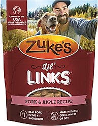 Zuke's Lil' Links Pork & Apple Recipe Gluten-Free Adult Soft & Chewy Dog Treats, 6-oz pouch