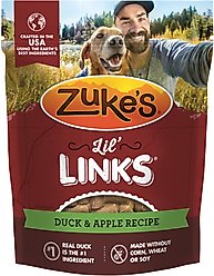 Zuke's Lil' Links Sausage-Style Real Meat, Duck & Apple Recipe Gluten-Free Adult Soft & Chewy Dog Treats, 6-oz bag