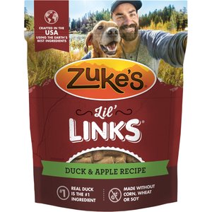 Zuke's Lil' Links Sausage-Style Real Meat, Duck & Apple Recipe Gluten-Free Adult Soft & Chewy Dog Treats, 6-oz bag