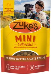 Zuke's Mini Naturals Peanut Butter & Oats Recipe Pet Treats for Dogs, 10-oz pouch