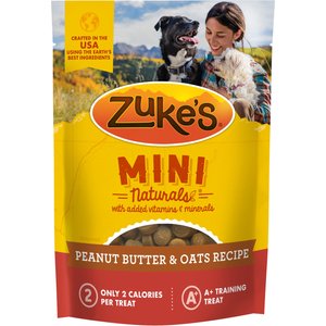 Zuke's Mini Naturals Peanut Butter & Oats Recipe Adult Soft & Tender Training Dog Treats, 10-oz pouch