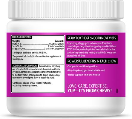 Show full view: Vibeful Probiotic Bites Pumpkin Flavored Soft Chews Digestive Supplement for Dogs, 90-Count slide 4 of 10
