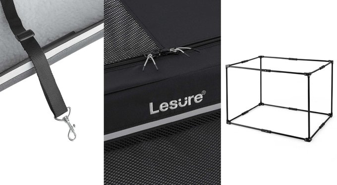 Lesure Indoor & Outdoor Soft-Sided Collapsible 4-Door Dog & Cat Travel Crate Kennel with Durable Mesh Windows