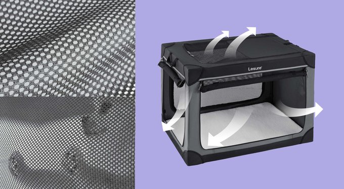 Lesure Indoor & Outdoor Soft-Sided Collapsible 4-Door Dog & Cat Travel Crate Kennel with Durable Mesh Windows