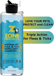 Zone Protects Pets Natural Flea & Tick Repellent Shampoo, 16-oz bottle, 1 count