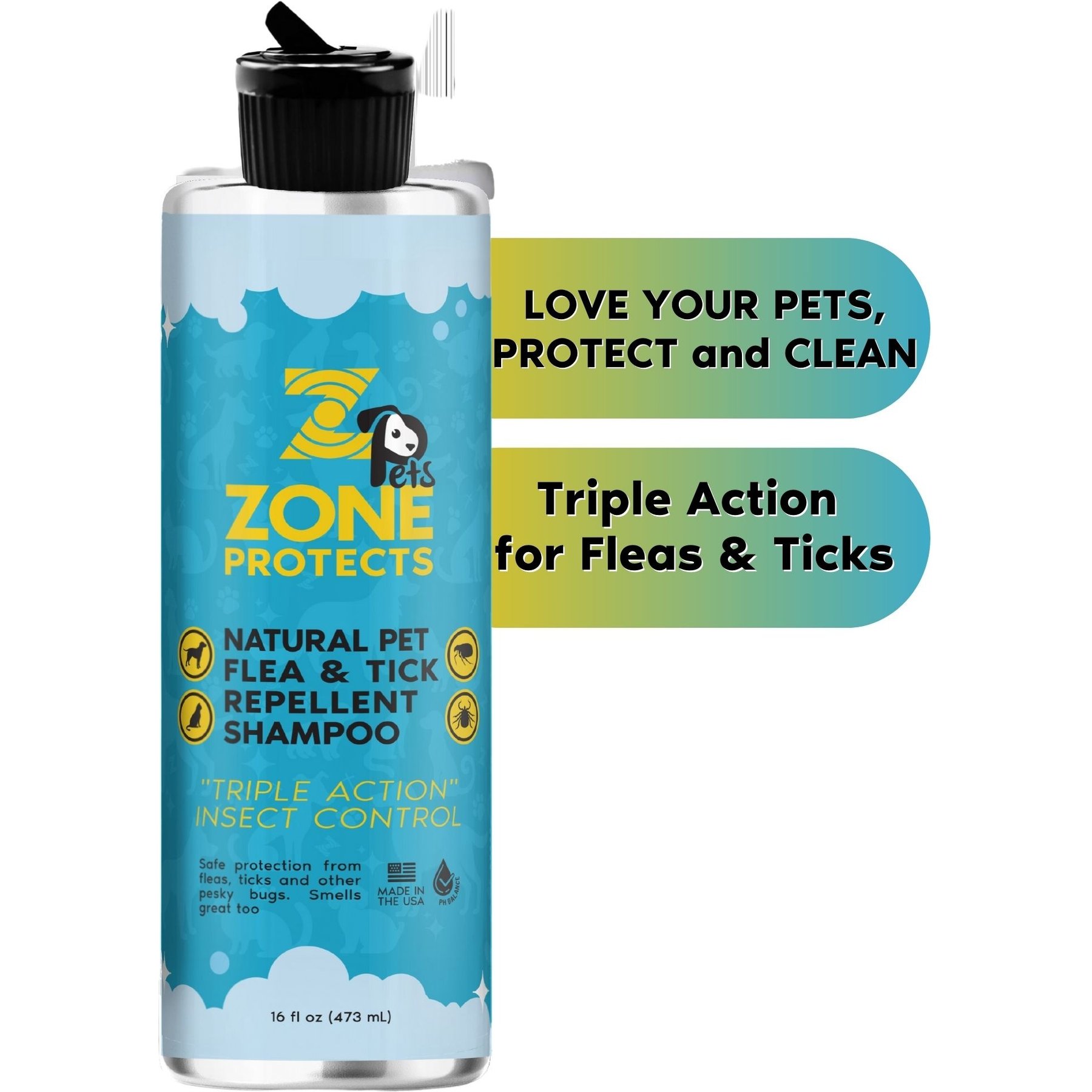 Zone Protects Zone Protects Pets Natural Flea & Tick Repellent Shampoo, 16-oz bottle, 1 count