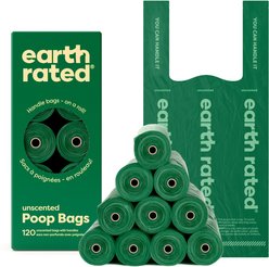 Earth Rated Dog & Cat Waste Removal Bags with Handle, Unscented, 105 count