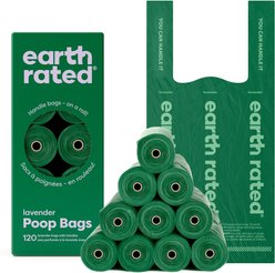 Earth Rated Dog & Cat Waste Removal Bags with Handle, Lavender, 120 count