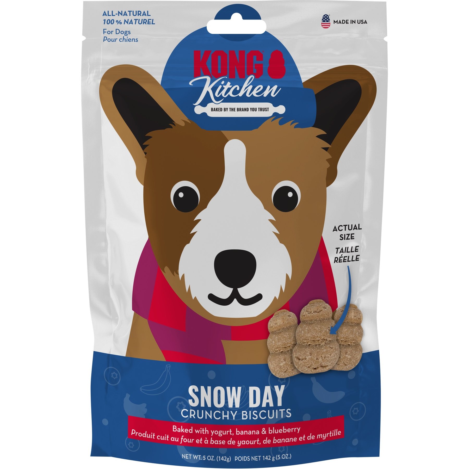 KONG Snow Day Holiday Kitchen Crunchy Biscuit Dog Treats, 5-oz bag