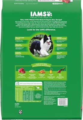 Show full view: Iams Proactive Health Minichunks Adult Beef & Rice Recipe Dry Dog Food, 15-lb bag slide 3 of 11