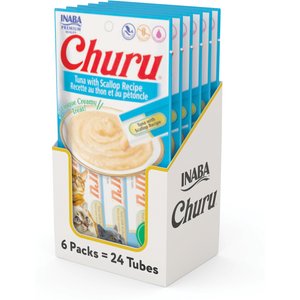 INABA Churu Grain Free Tuna Puree Lickable Cat Treat 0.5 oz tube pack of 24 Chewy