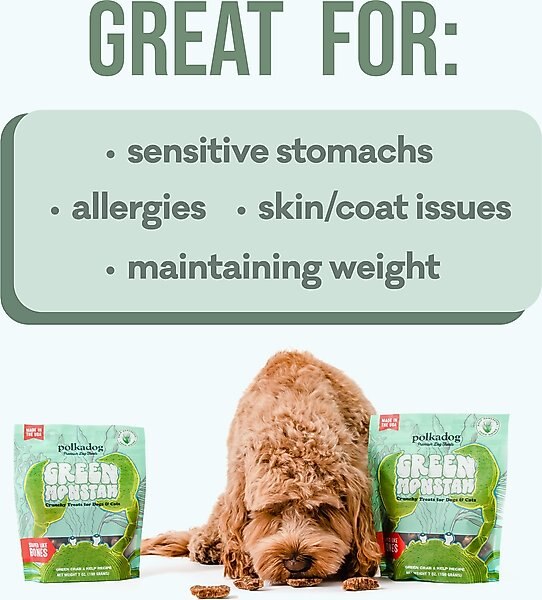 POLKADOG Green Monstah Bones Crunchy Dog Treats, 7-oz bag - Chewy.com